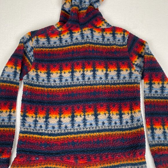 Brooklyn Cloth Fleece Aztec Native Geometric Sunset Print Color Striped Hoodie - Picture 8 of 11